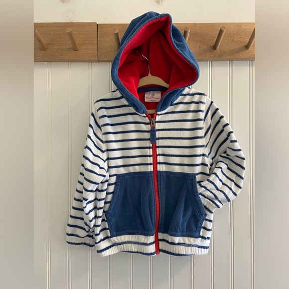 Hanna Andersson Other - Hanna Andersson Terry Cloth Long Sleeve Zip Hoodie Swim Cover Up Beach 90 3T